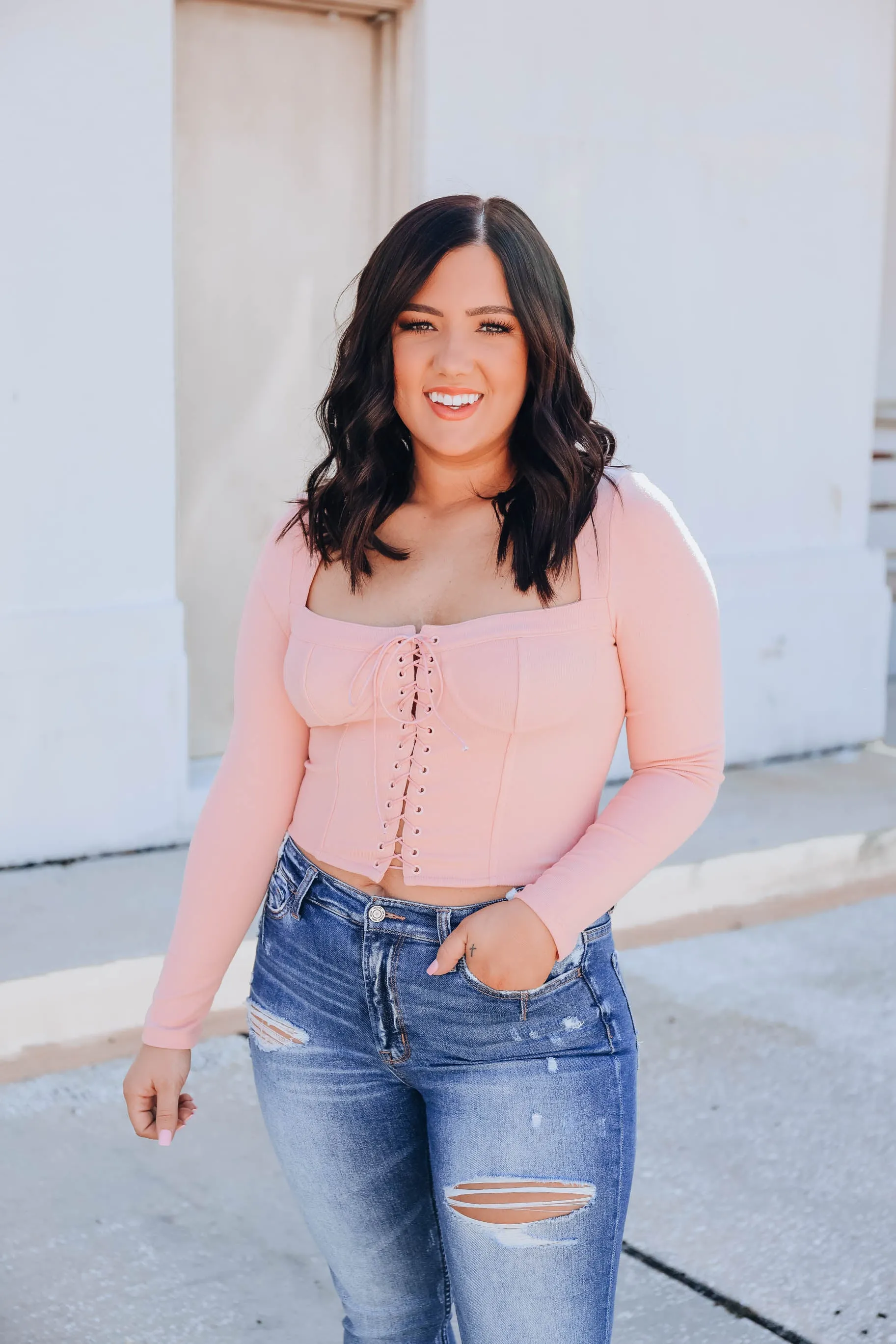 Chino Cropped Corset - Pink