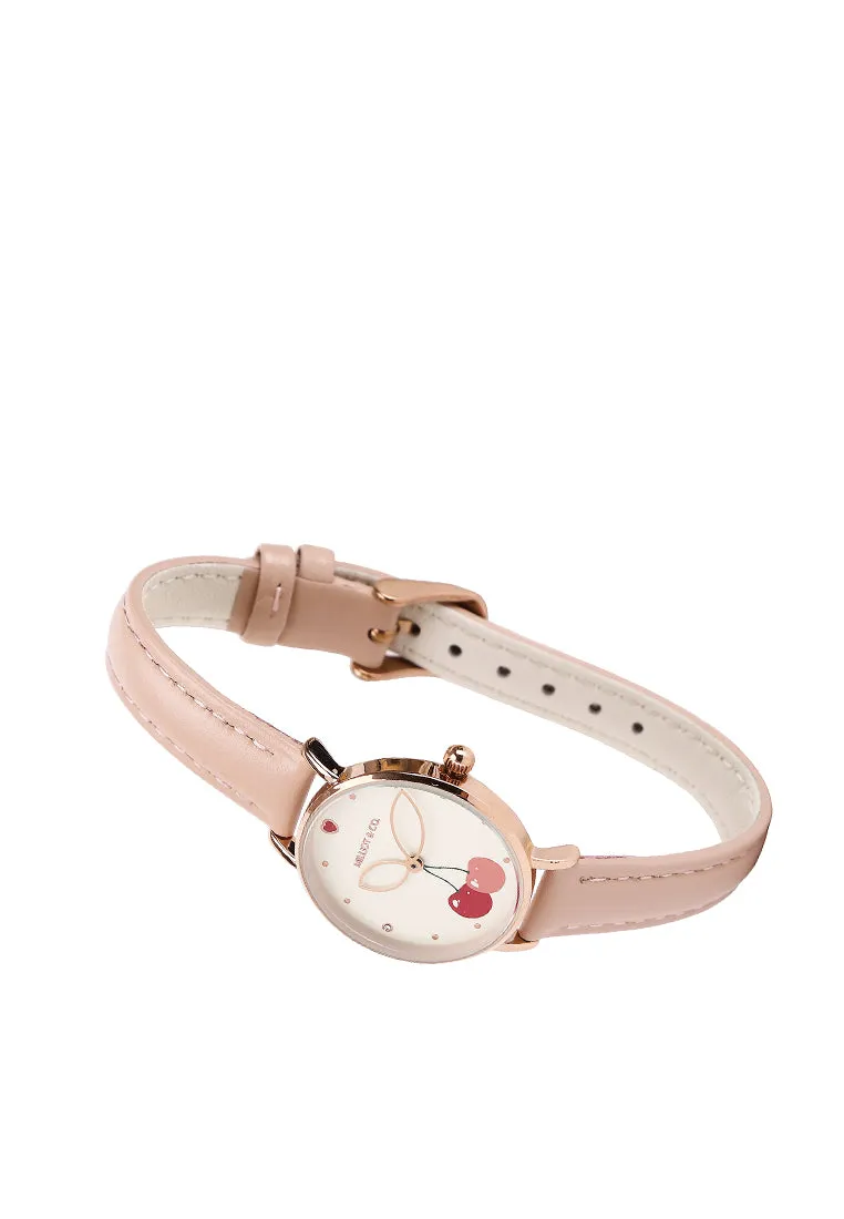 Chloe Rose Gold Leather Analog Watch with Bangle Set (Nude)