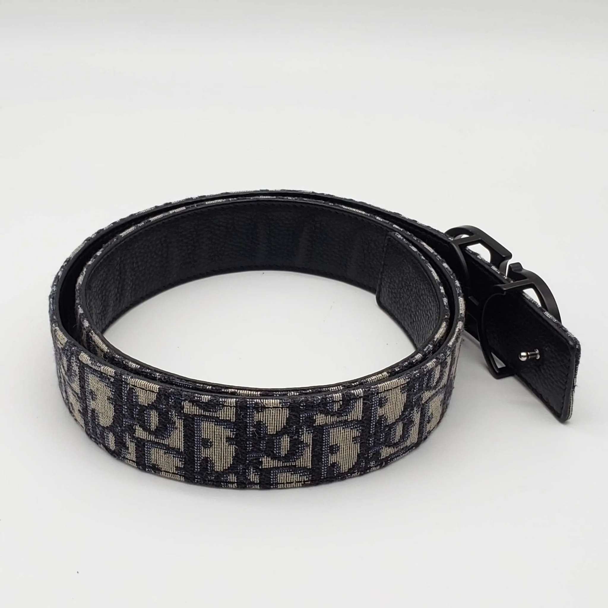 Christian Dior Oblique CD Leather and Canvas Belt Size 85