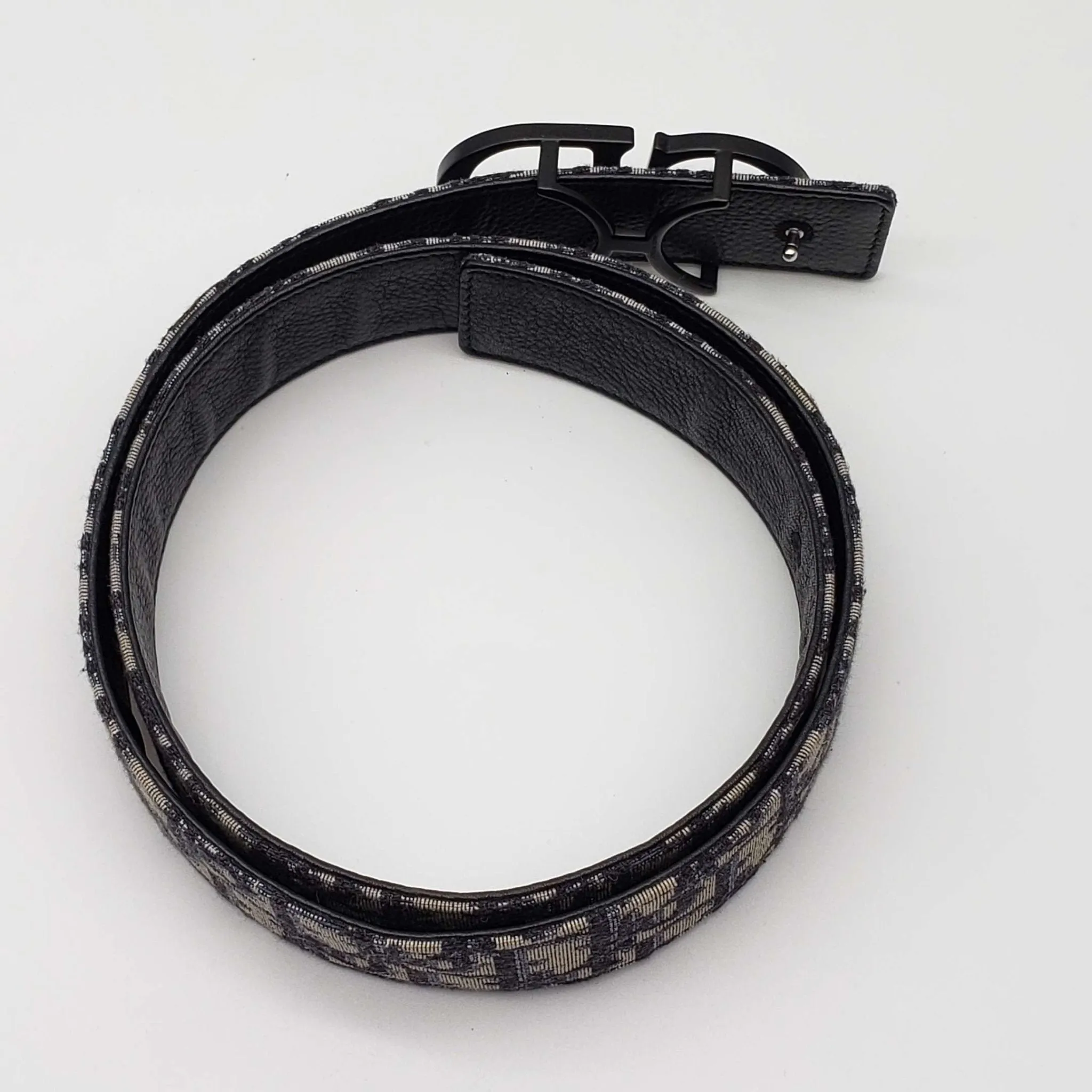 Christian Dior Oblique CD Leather and Canvas Belt Size 85