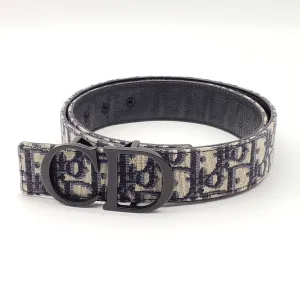 Christian Dior Oblique CD Leather and Canvas Belt Size 85