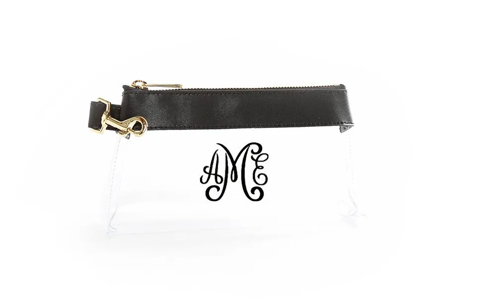Classic Black Leather CLEAR Bag with monogram