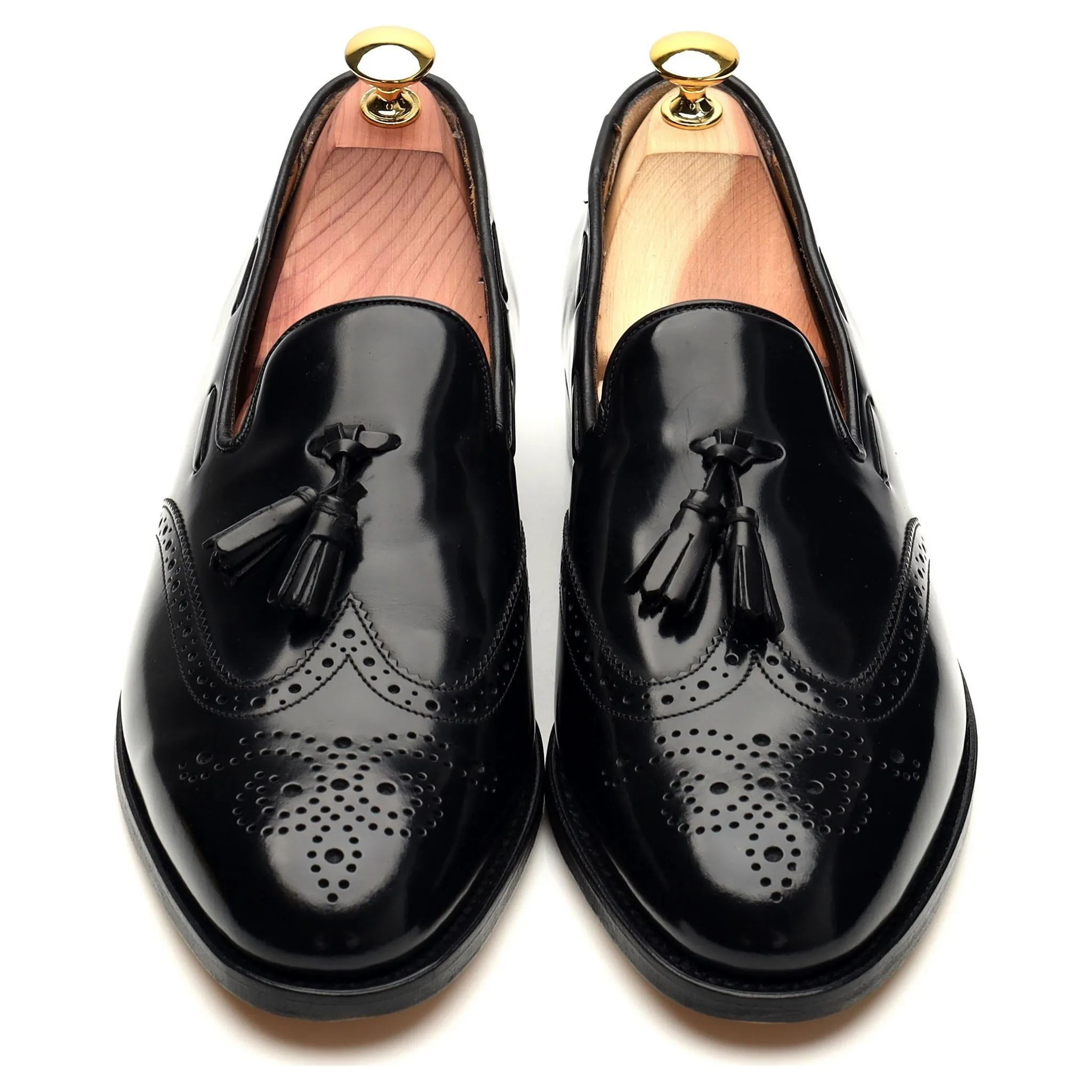 'Clive' Black Leather Tassel Loafers UK 7.5 F