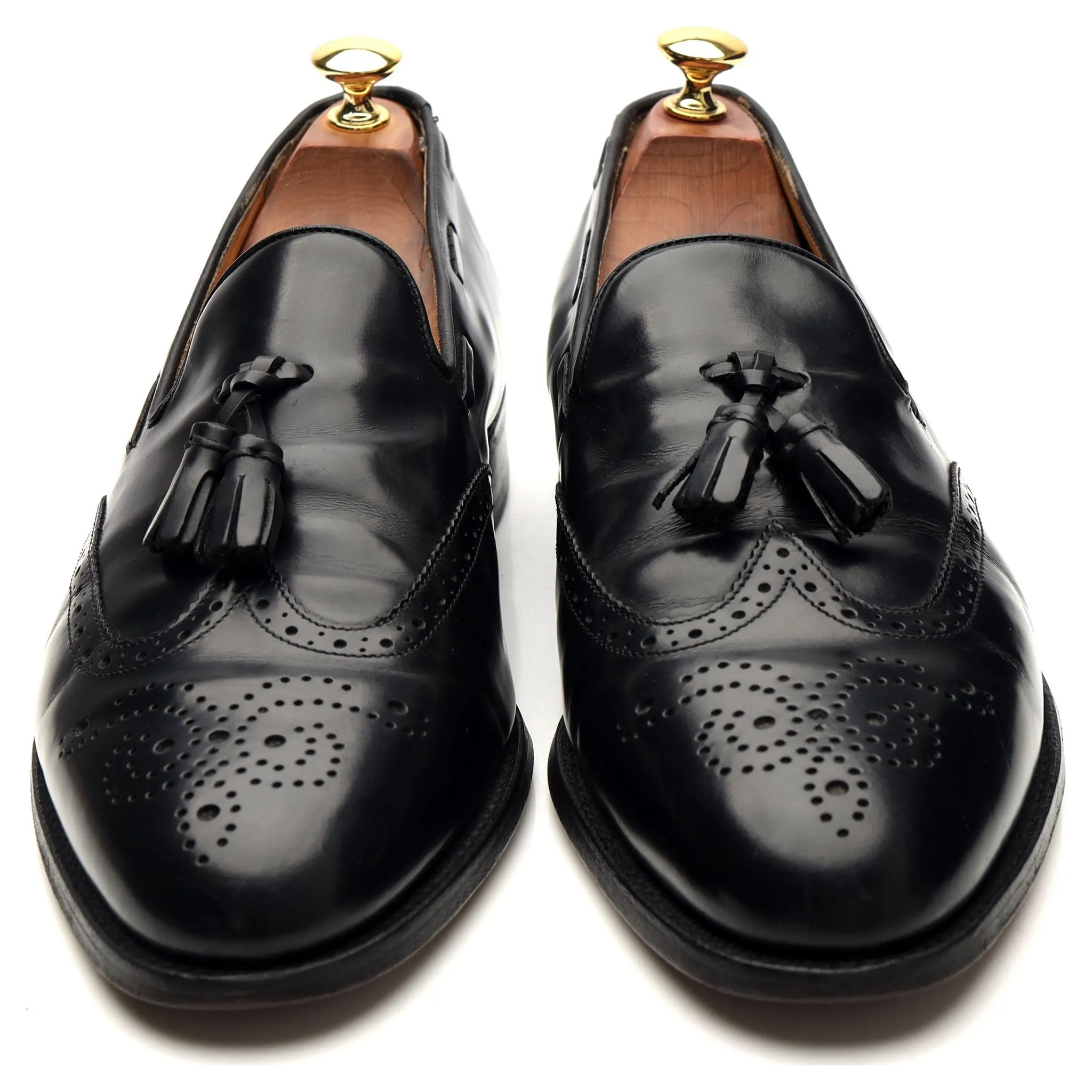 'Clive' Black Leather Tassel Loafers UK 9 F
