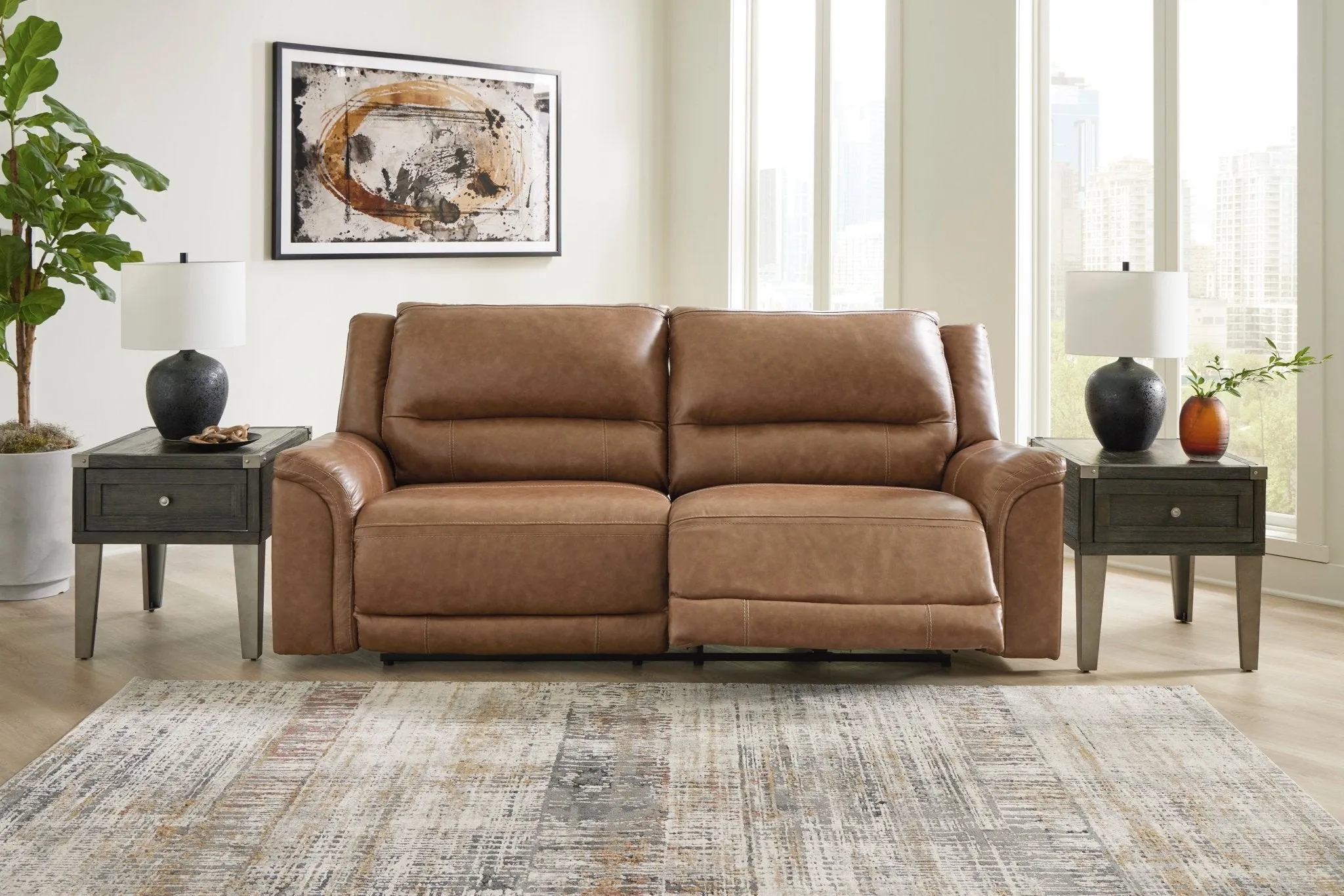 Contemporary Power Reclining Loveseat with Center Console