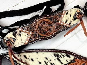 Cowhide and Tooled Leather Studded Bronc Halter