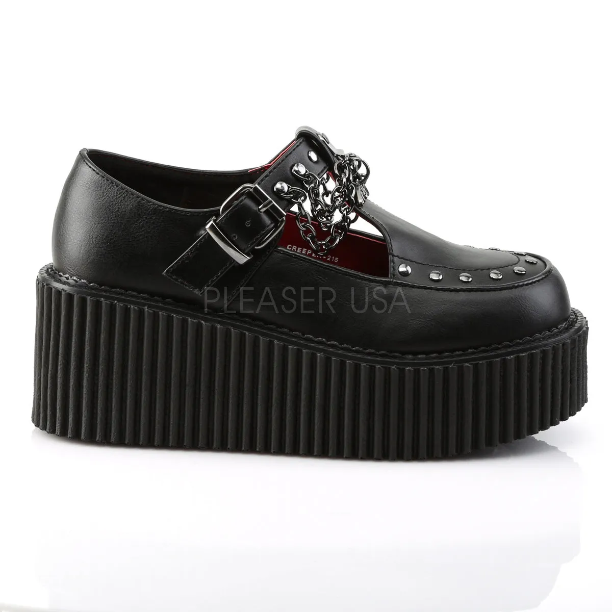 CREEPER-215  Black Vegan Leather