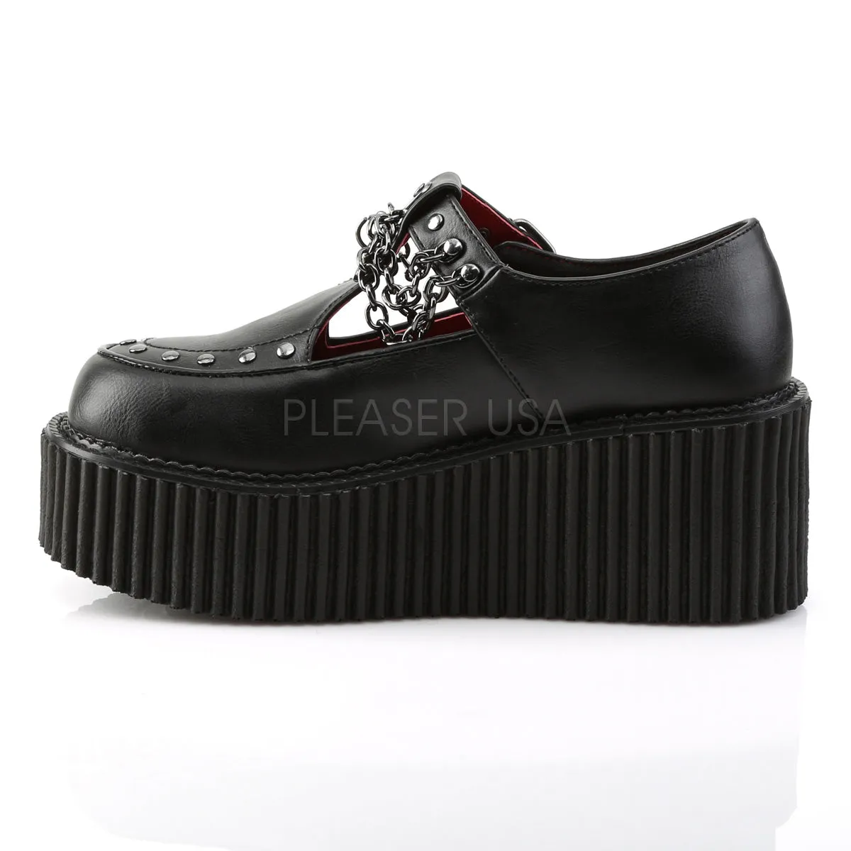 CREEPER-215  Black Vegan Leather