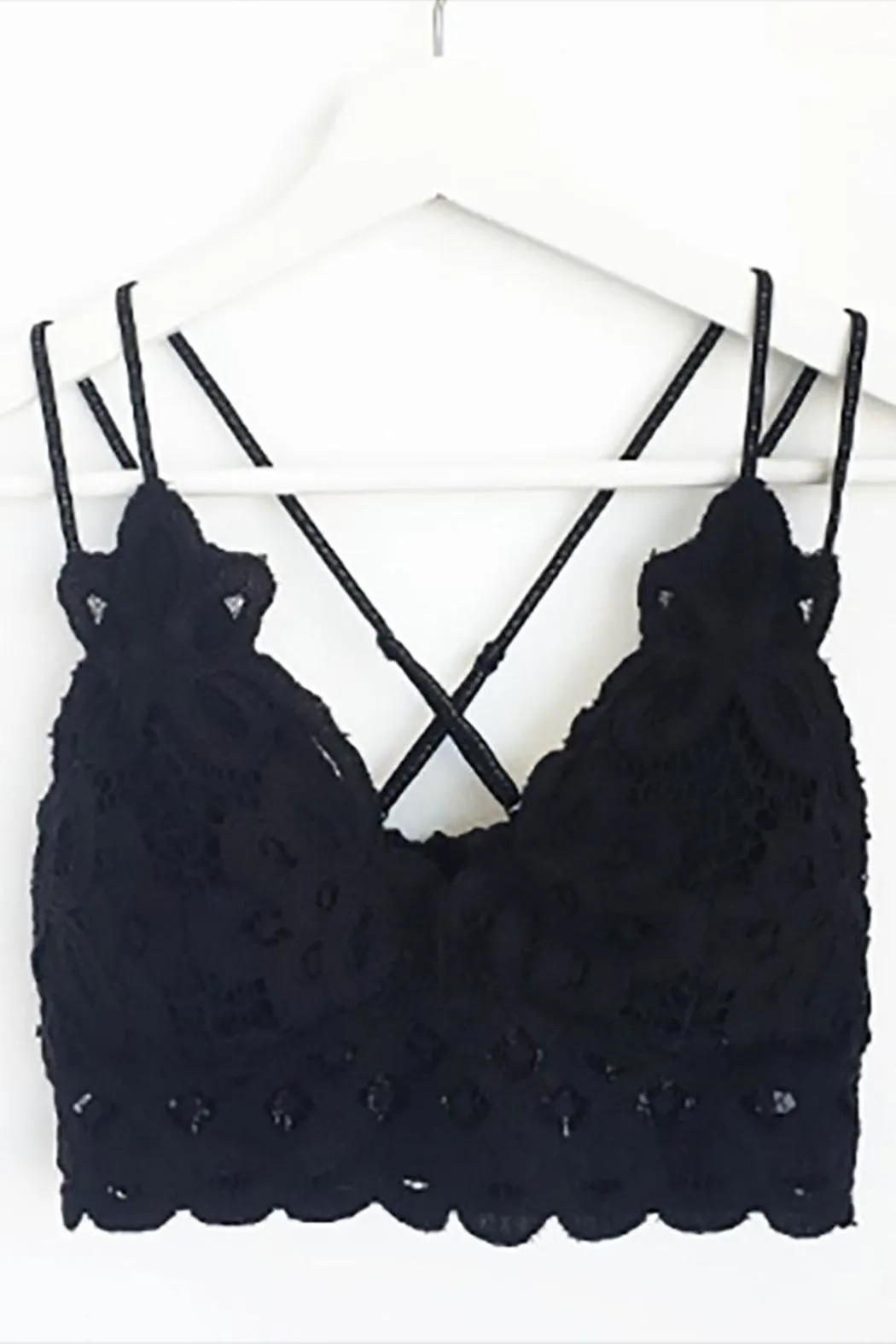 Crochet Lace Bralette - Black