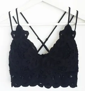 Crochet Lace Bralette - Black