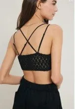 Crochet Lace Bralette - Black
