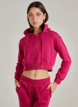 Cropped Zip Through Hoodie