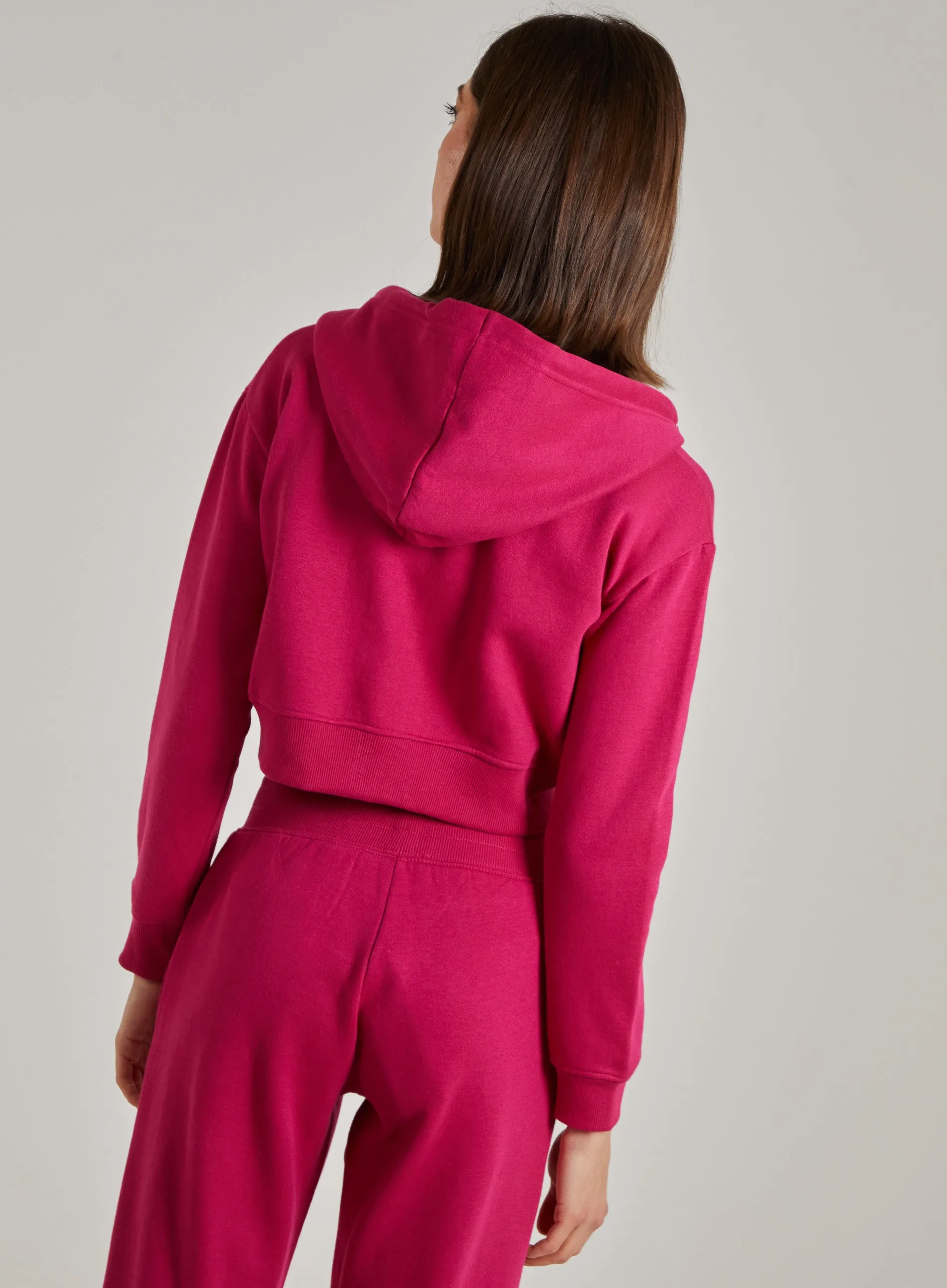 Cropped Zip Through Hoodie