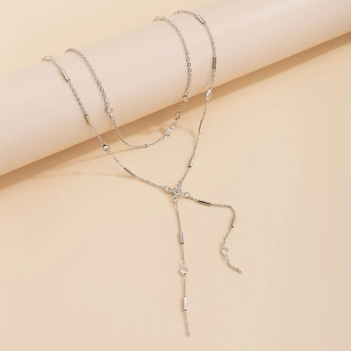 Cubic Zirconia & Silver-Plated Station Waist Chain Set