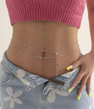 Cubic Zirconia & Silver-Plated Station Waist Chain Set