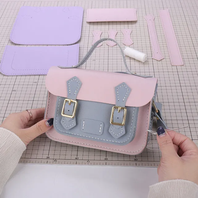 Cyflymder New Diy Handmade Bag Cambridge Style Hand Stitching With Sewing Tools Handel Shoulder Bag Accessories Pu Leather Adjustable