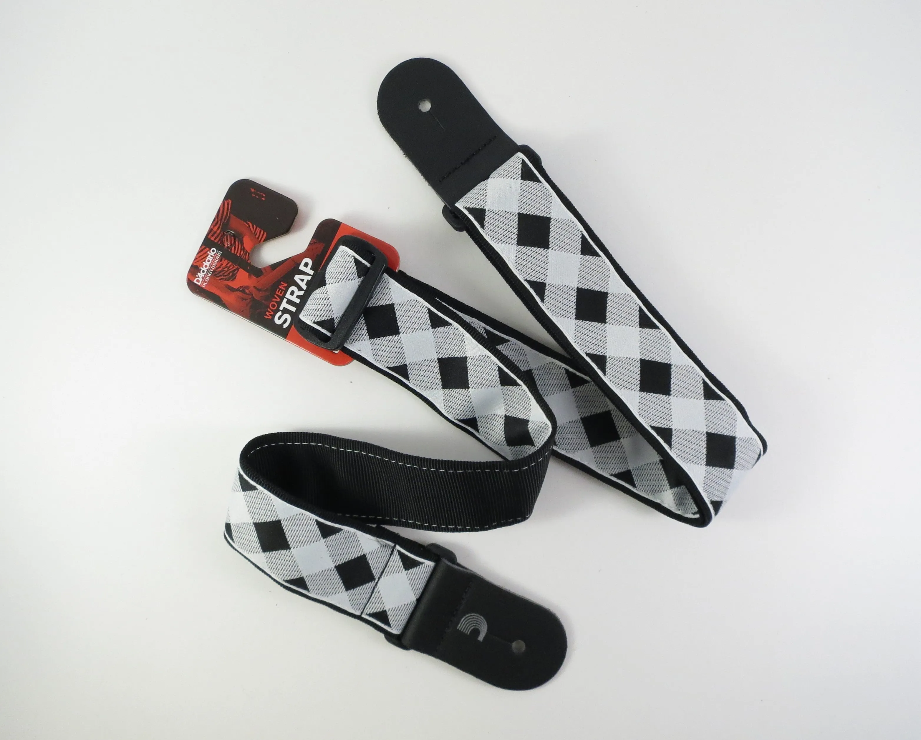 D'Addario Guitar Strap, Woven Buffalo Check B/W