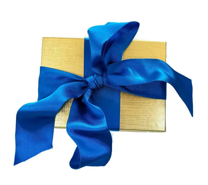 Dark Navy Blue Lambskin Leather Tassel Keychain with Rhodium Plated Brass Top Free Gift Wrap