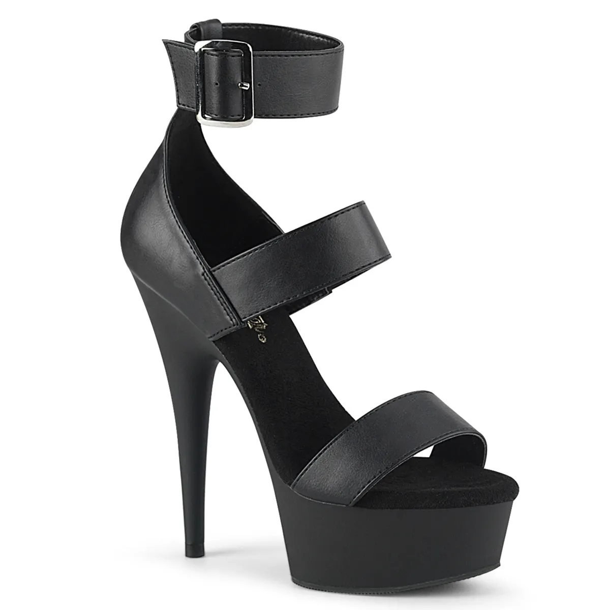 DELIGHT-629  Black Faux Leather/Black Matte