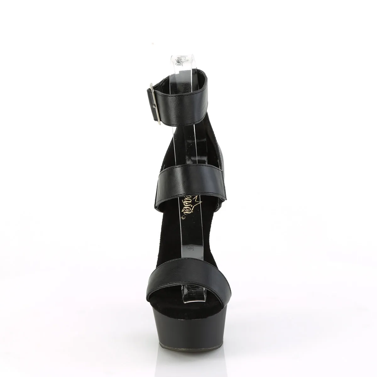 DELIGHT-629  Black Faux Leather/Black Matte