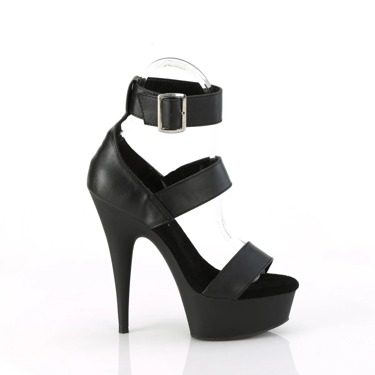 DELIGHT-629  Black Faux Leather/Black Matte