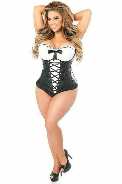 Deluxe Faux Leather Peasant Top Steel Boned Corset