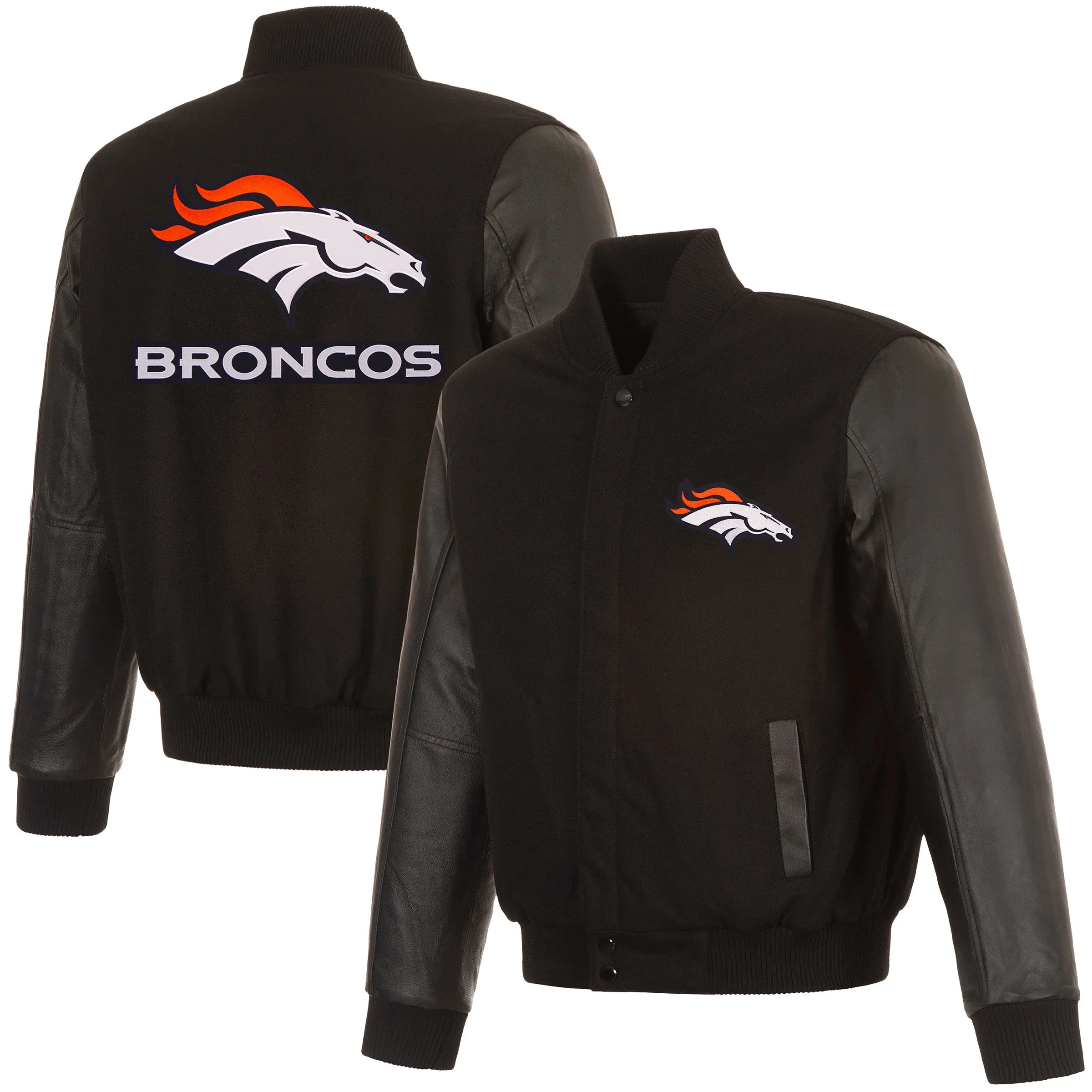 Denver Broncos Reversible Wool and Leather Jacket