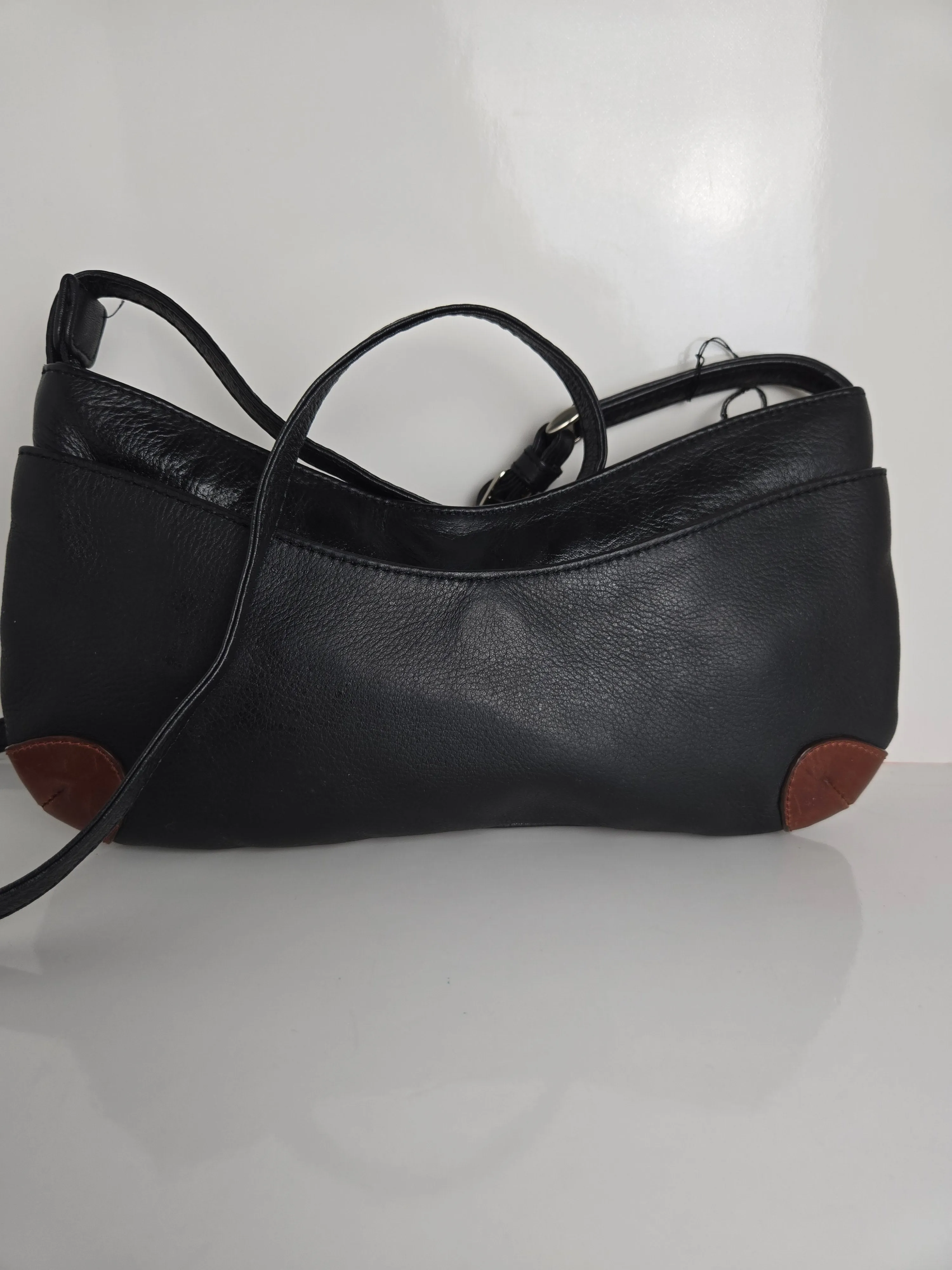 Derek Alexander Black and Brown Leather Shoulder/Crossbody Bag