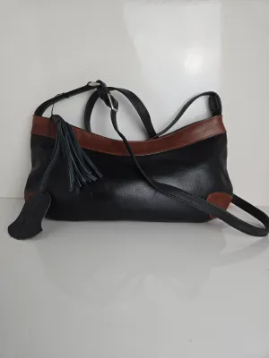 Derek Alexander Black and Brown Leather Shoulder/Crossbody Bag