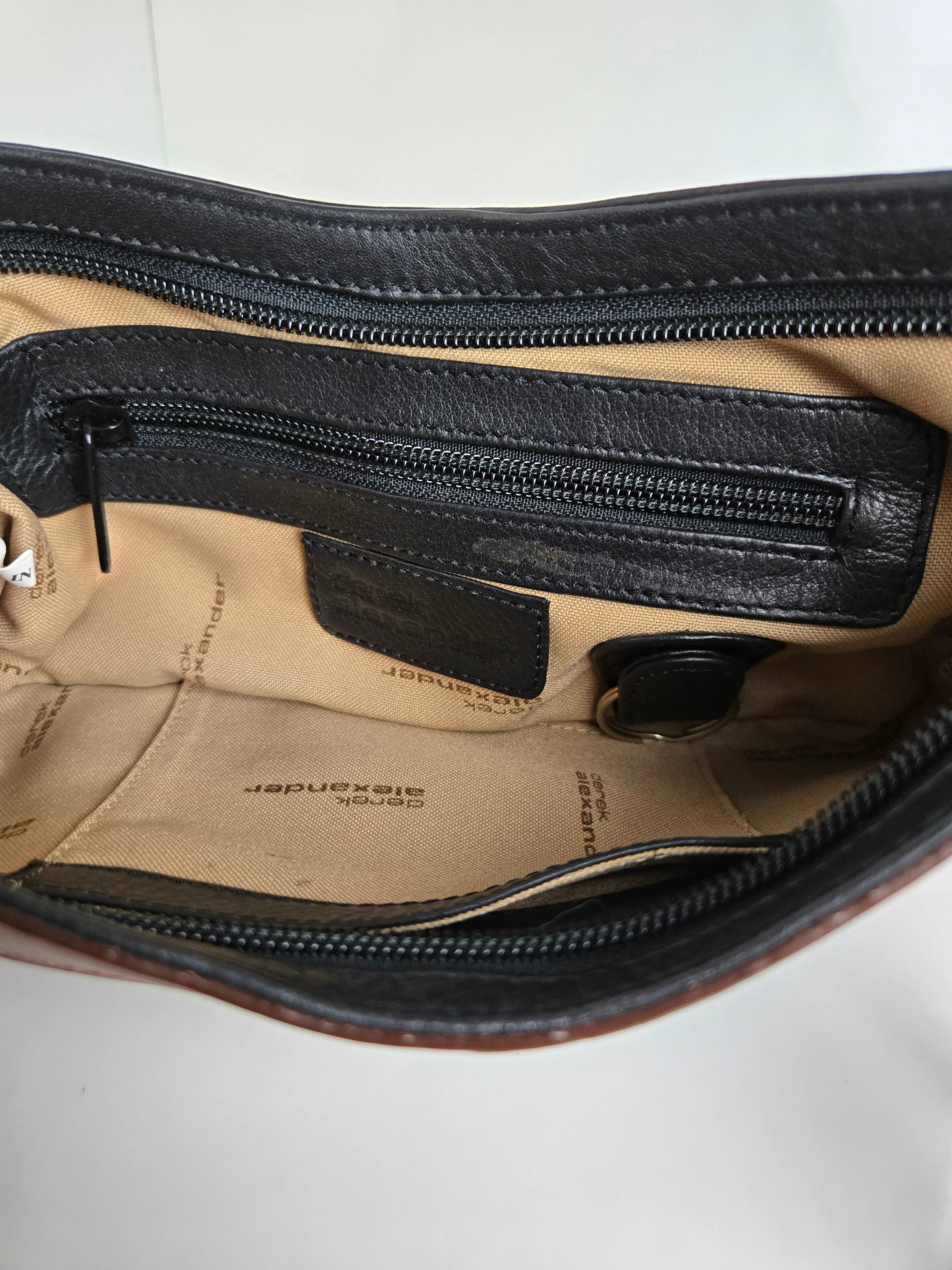 Derek Alexander Black and Brown Leather Shoulder/Crossbody Bag