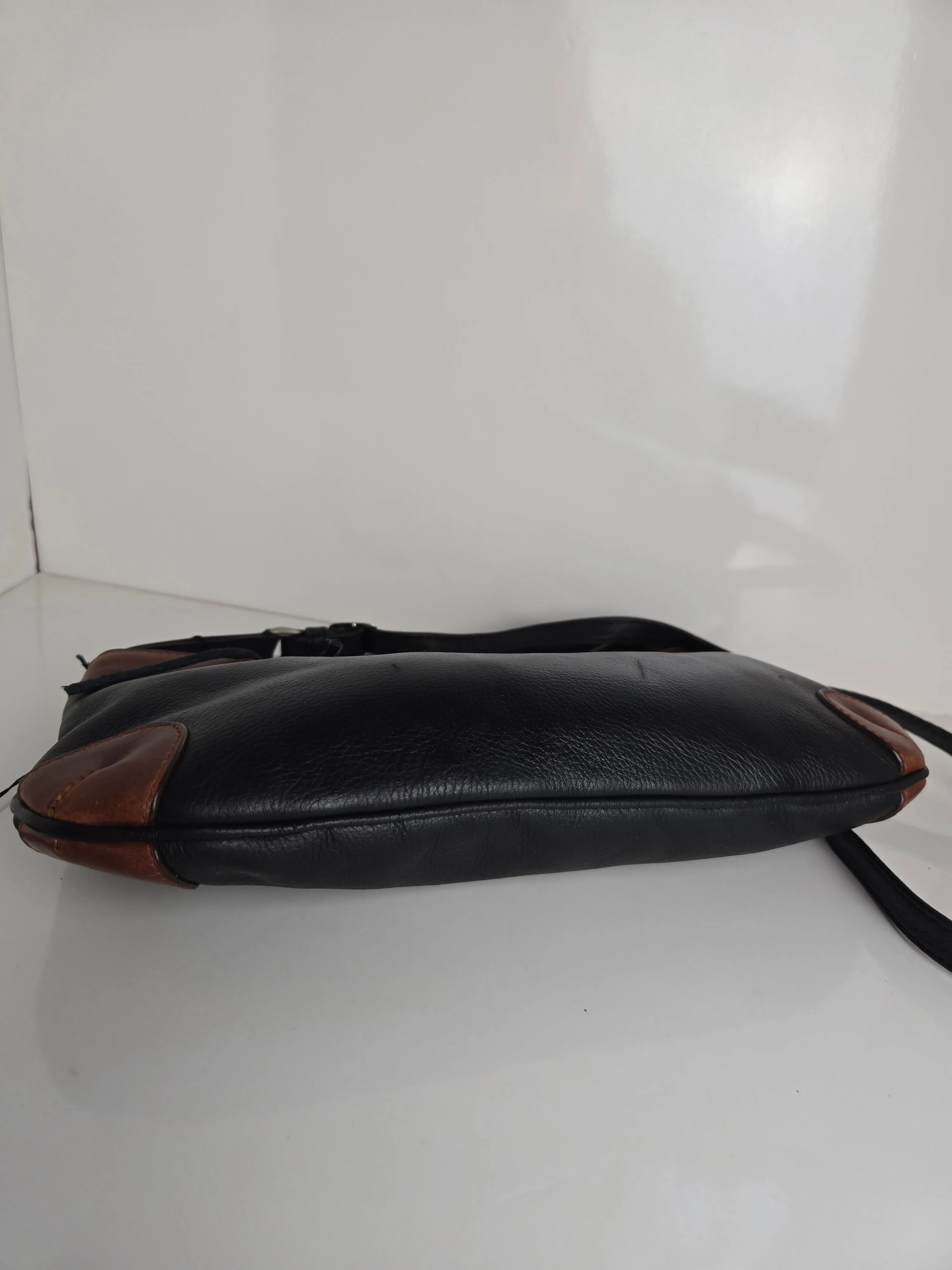 Derek Alexander Black and Brown Leather Shoulder/Crossbody Bag