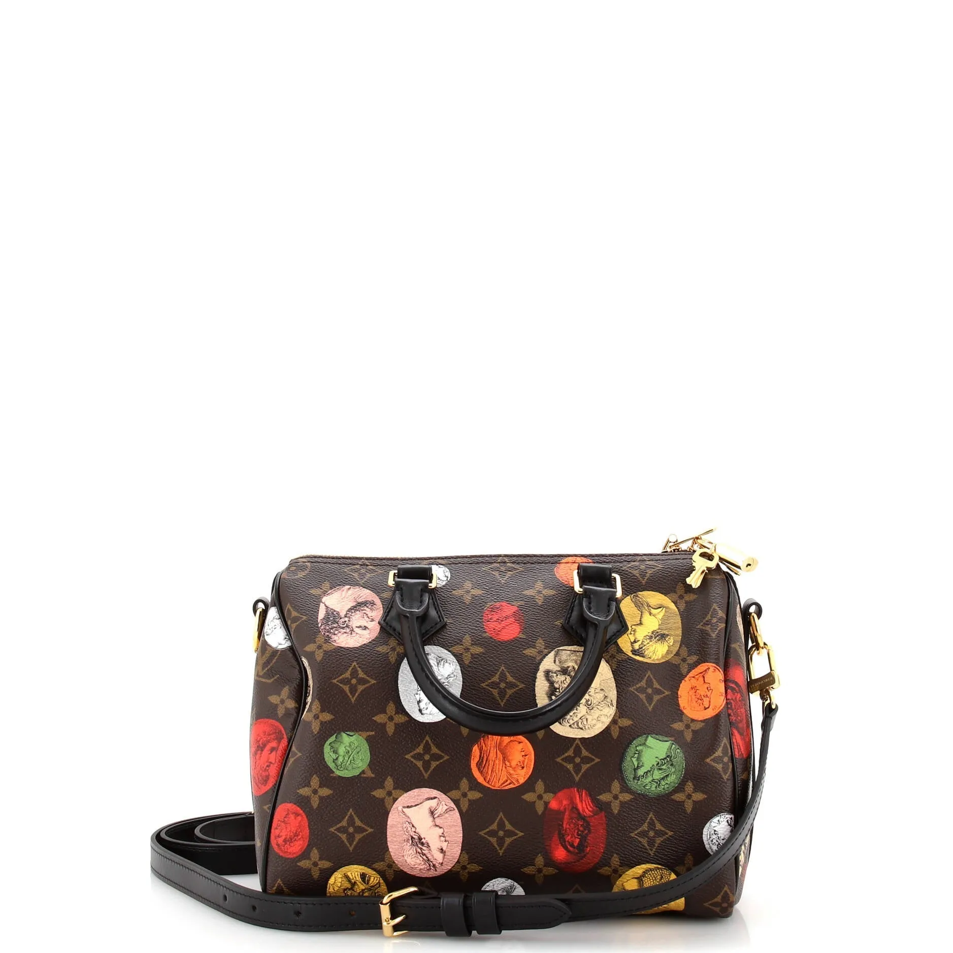 Designer Speedy Bandouliere Bag Limited Edition Fornasetti Cameo Monogram Canvas 25
