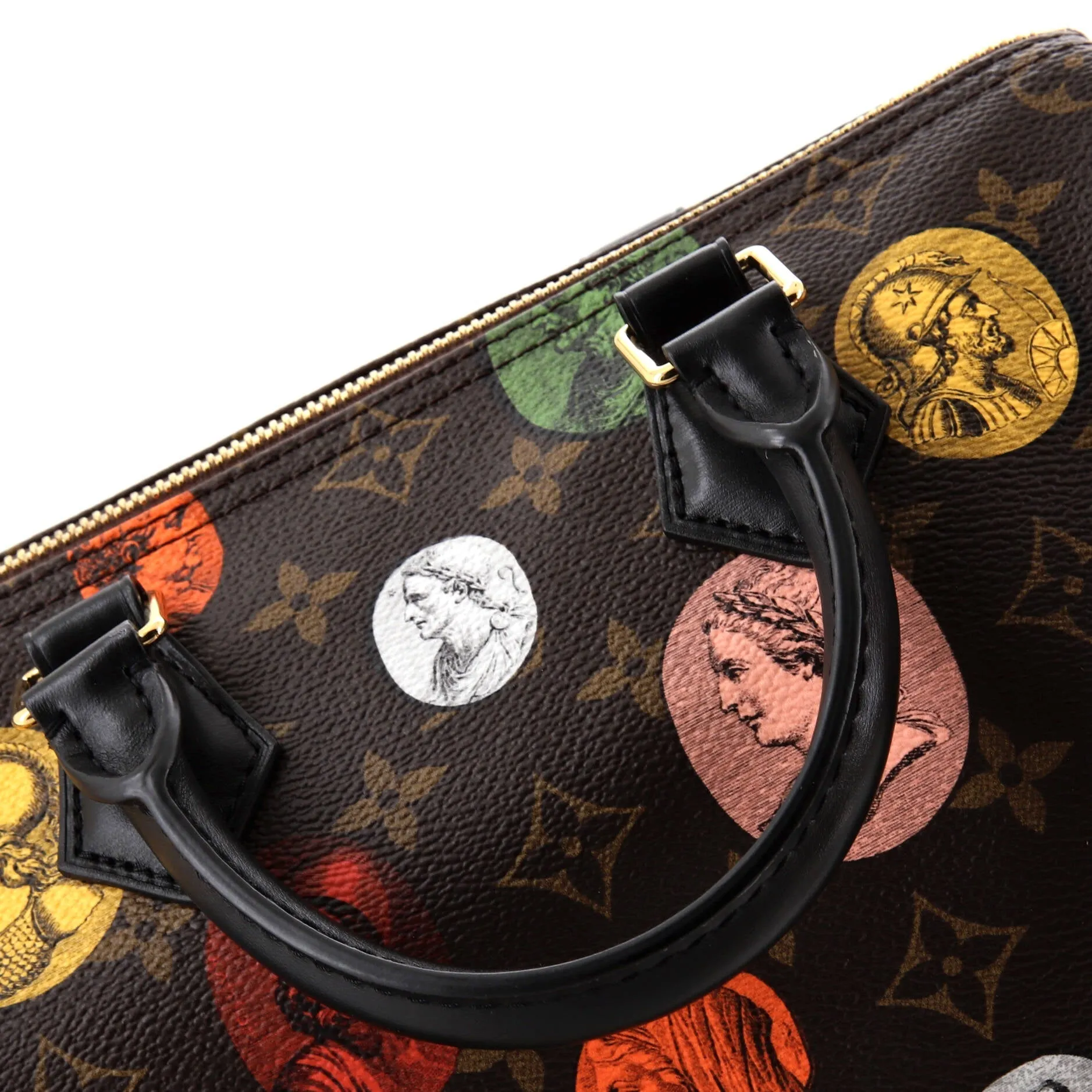 Designer Speedy Bandouliere Bag Limited Edition Fornasetti Cameo Monogram Canvas 25