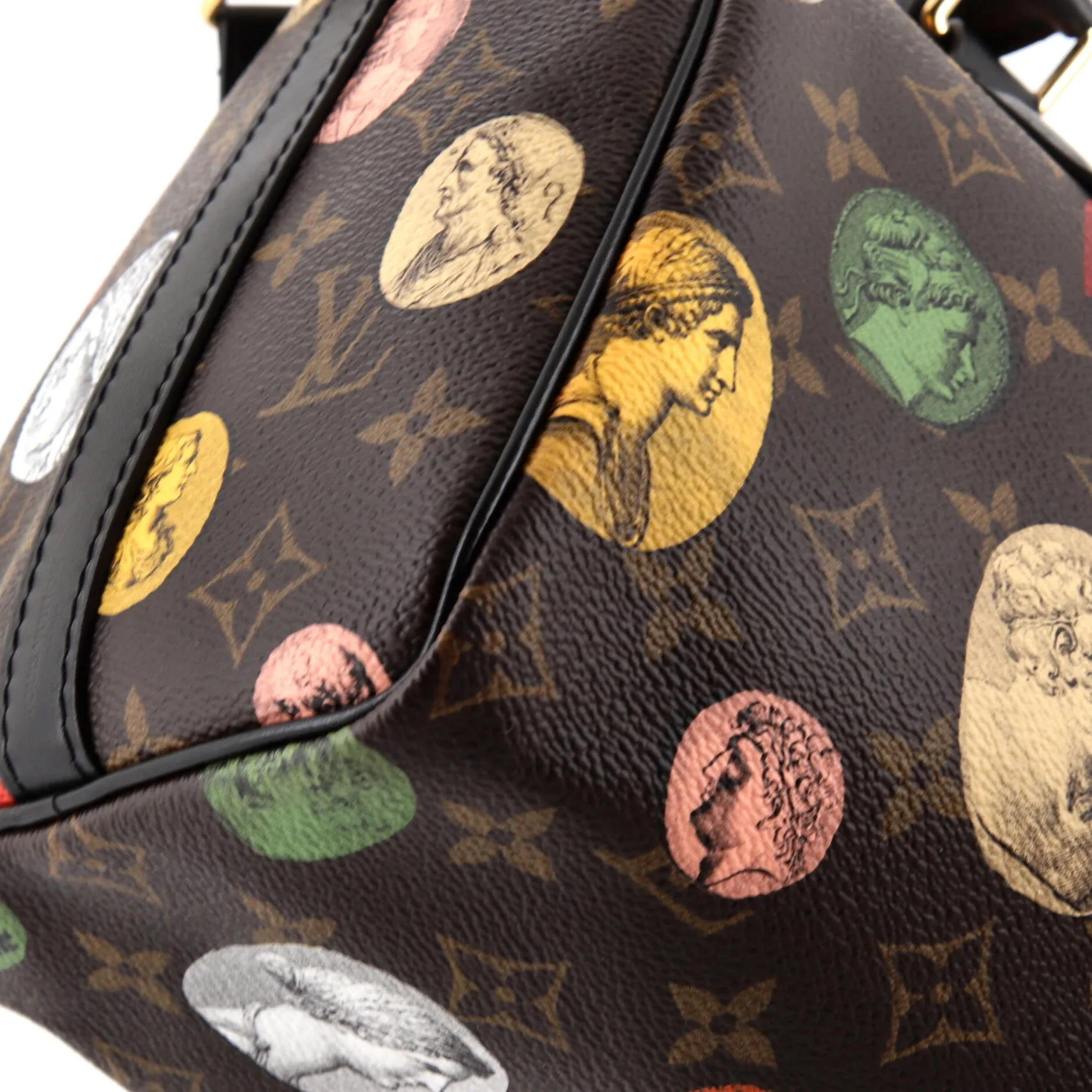 Designer Speedy Bandouliere Bag Limited Edition Fornasetti Cameo Monogram Canvas 25