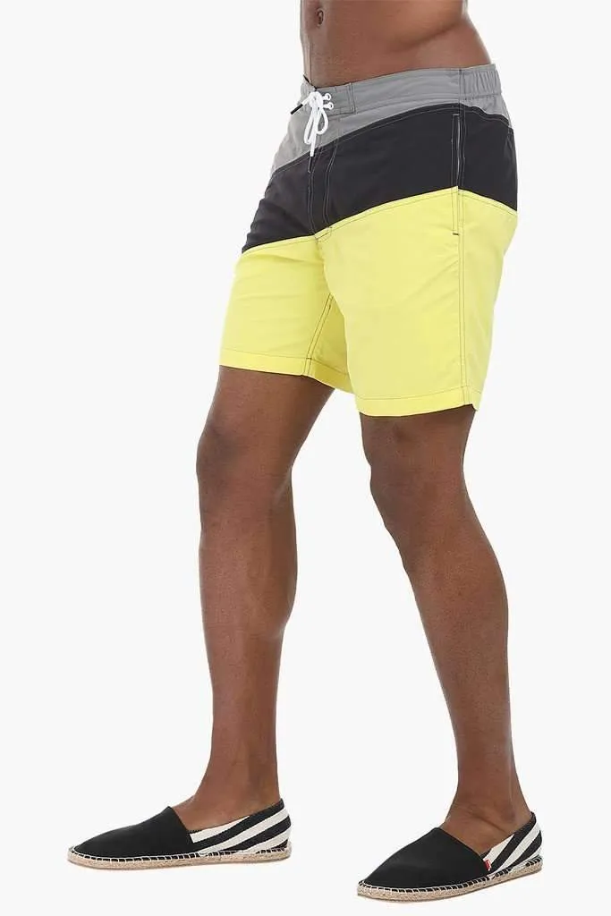 Diagonal Colorblock Nylon Swimshorts