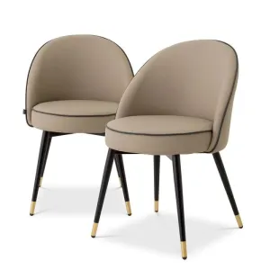 Dining Chair Cooper Set Of 2 - Beige Faux Leather