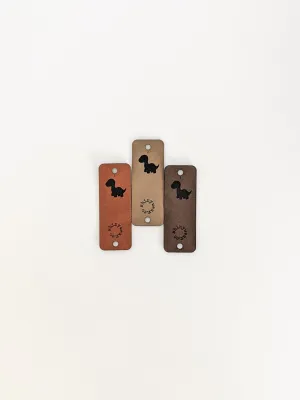 Dinosaur no-sew leatherette tag