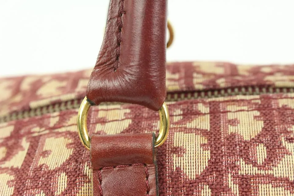 Dior Dark Red Burgundy Bordeaux Monogram Trotter Boston Bag 61d418s