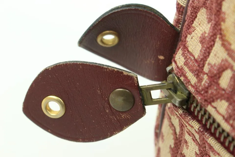 Dior Dark Red Burgundy Bordeaux Monogram Trotter Boston Bag 61d418s