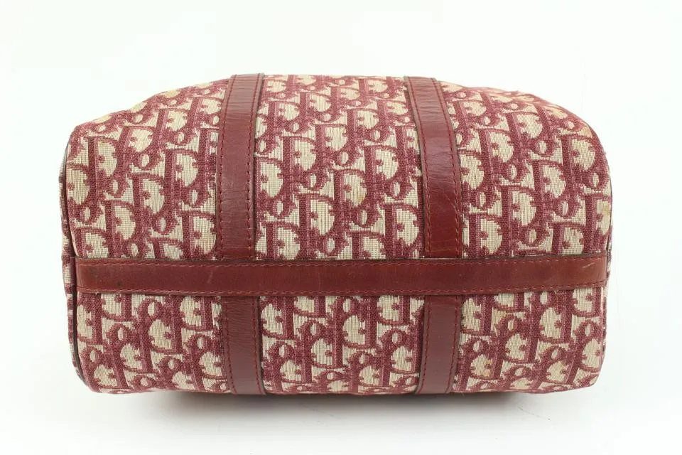 Dior Dark Red Burgundy Bordeaux Monogram Trotter Boston Bag 61d418s