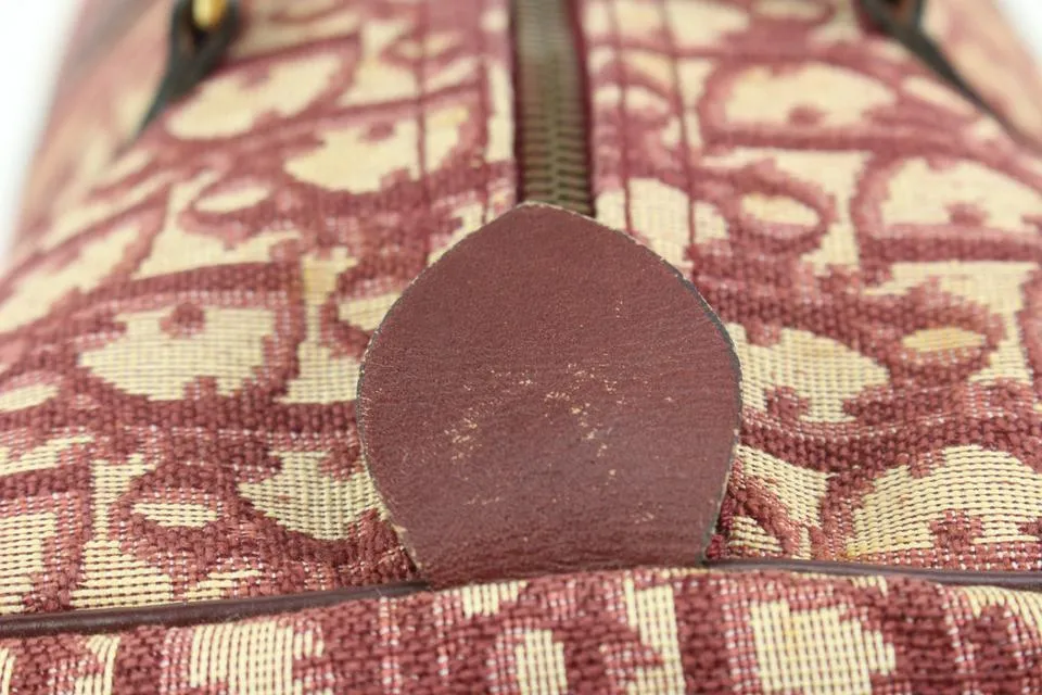 Dior Dark Red Burgundy Bordeaux Monogram Trotter Boston Bag 61d418s