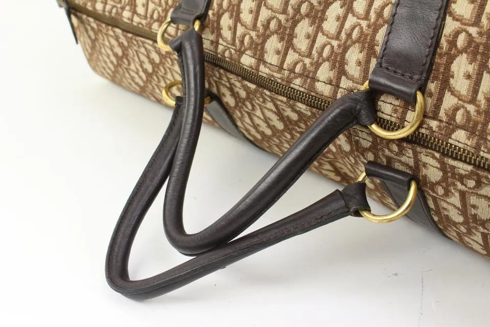 Dior XL Brown Monogram Trotter Lingot 65 Boston Duffle Travel Bag 62d418s