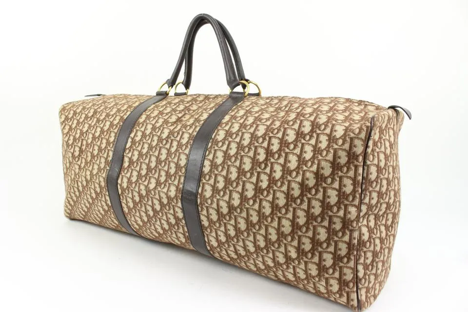 Dior XL Brown Monogram Trotter Lingot 65 Boston Duffle Travel Bag 62d418s