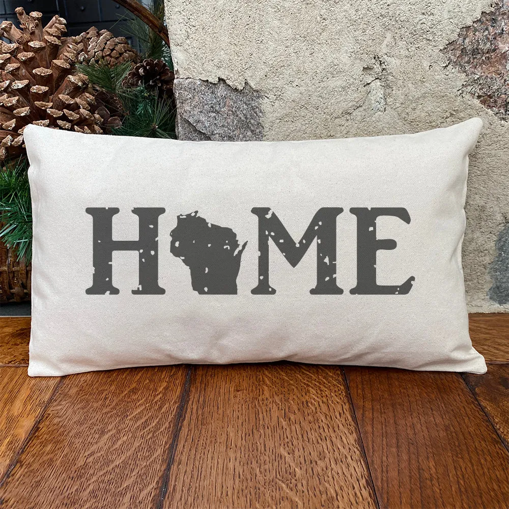 Distressed Home w/ State - Rectangular Canvas Pillow