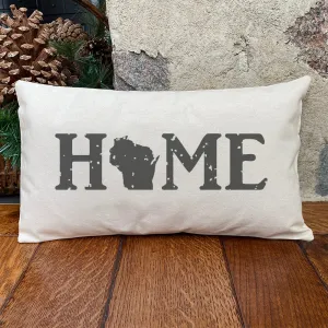 Distressed Home w/ State - Rectangular Canvas Pillow