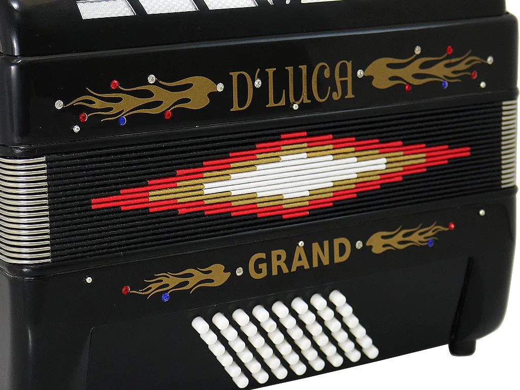 D'Luca Grand Piano Accordion 3 Switches 30 Keys 48 Bass with Case and Straps, Black