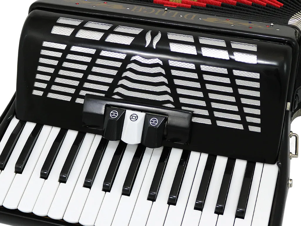 D'Luca Grand Piano Accordion 3 Switches 30 Keys 48 Bass with Case and Straps, Black