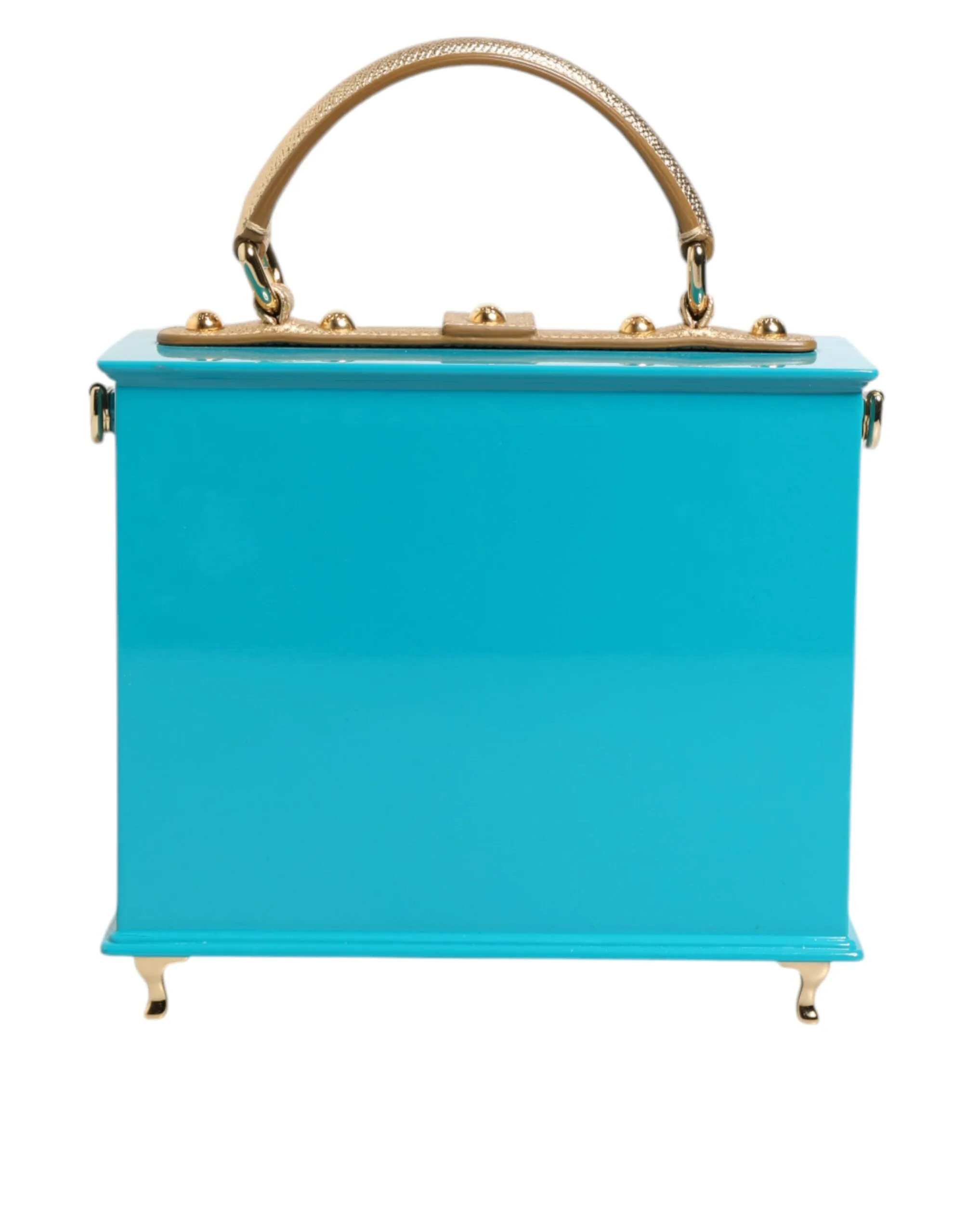 Dolce & Gabbana Turquoise Gold Acrylic Leather Miss Dolce Top Handle Bag
