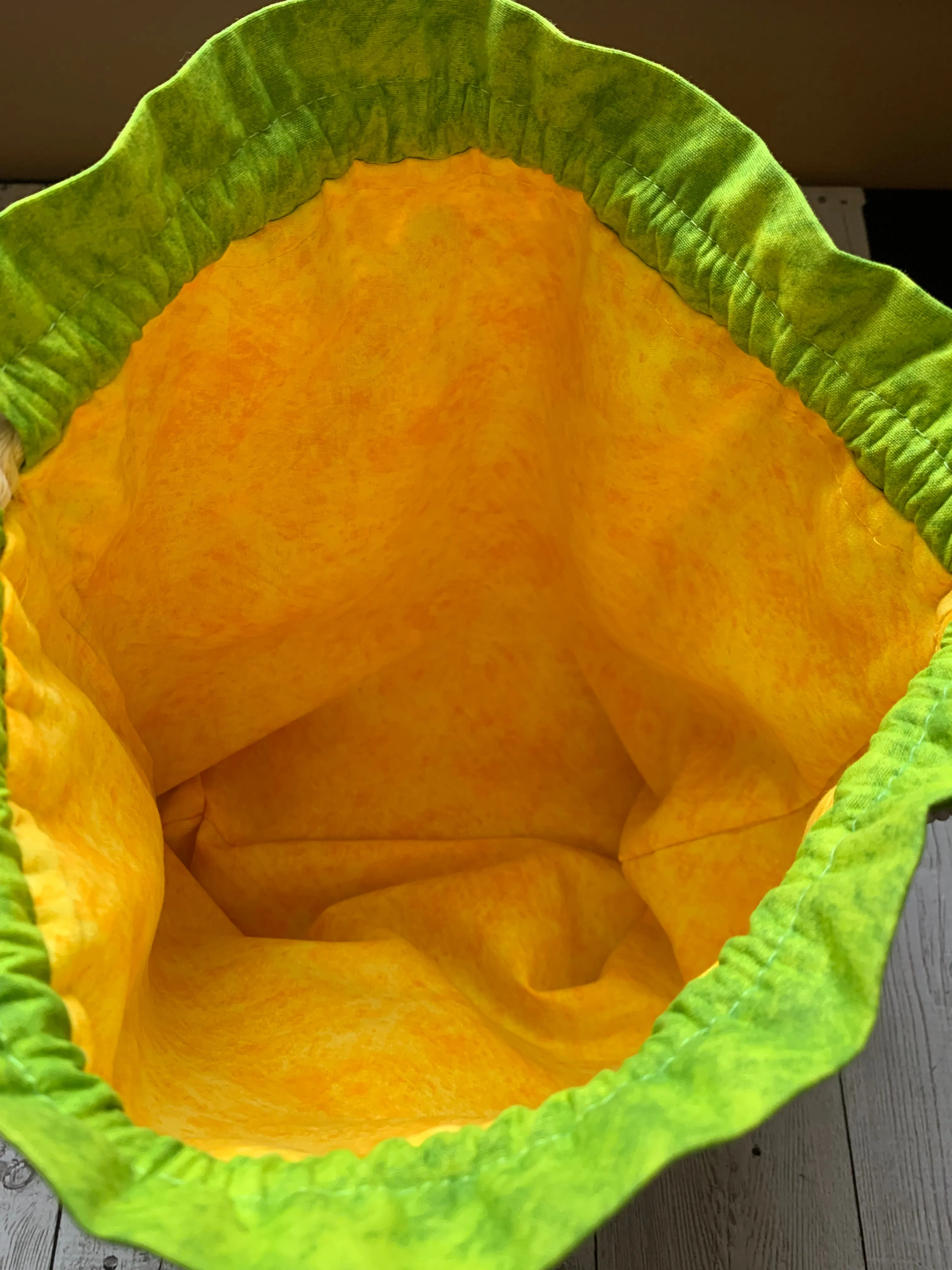 Drawstring Project Bag by Rose (X-LARGE) - TAROT CARDS / Chartreuse / Yellow