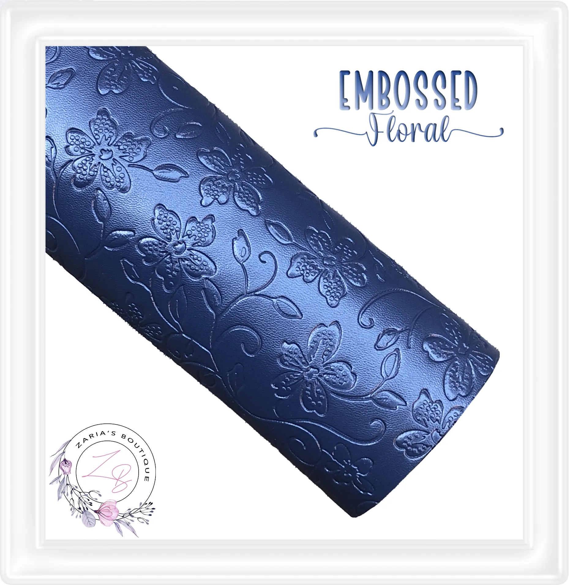 ⋅ Embossed Floral ⋅ Navy Blue ⋅ Vegan Faux Leather ⋅
